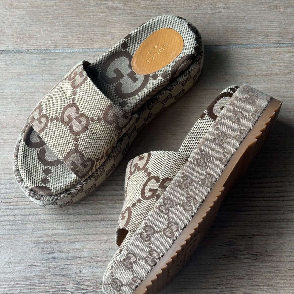 Gucci Angelina Maxi Platform Slide Sandals Size 7